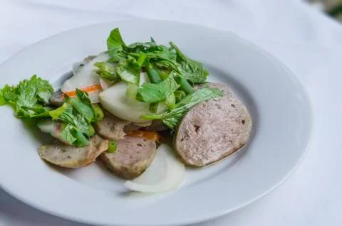 Slice sausage Stock Photos