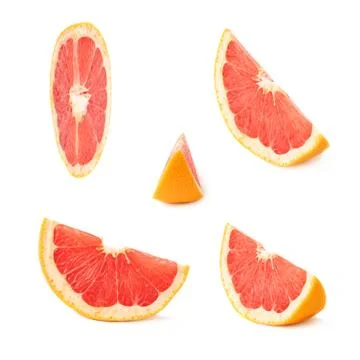 Slice section of grapefruit isolated over the white background Stock Photos
