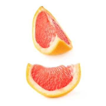Slice section of grapefruit isolated over the white background Stock Photos