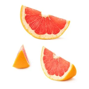 Slice section of grapefruit isolated over the white background Stock Photos