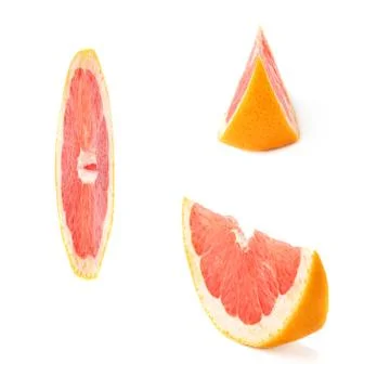 Slice section of grapefruit isolated over the white background Stock Photos