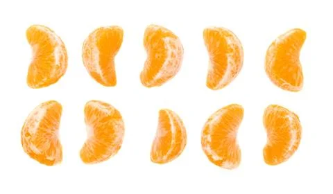 Slice sections of tangerine isolated over the white background Stock Photos