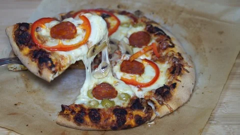 A slice of sliced pizza Stock Footage 105204267