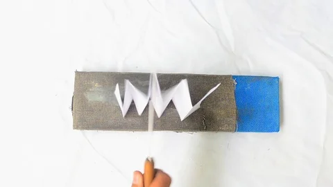 Slice standing paper using knives Stock Footage 120426315