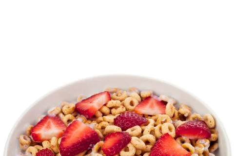 Slice strawberries on the cereals Stock Photos