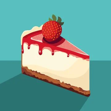 Slice of strawberry cheesecake vector illustration Stock Illustration