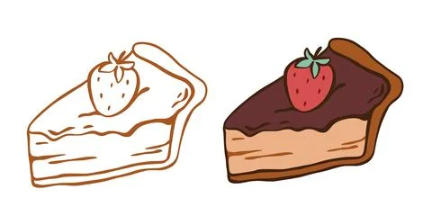 Slice of strawberry pie Vector graphic Illustrazione stock