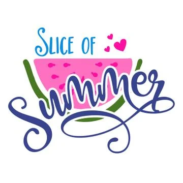 Slice of Summer - Hand drawn watermelon illustration. Stock Illustration