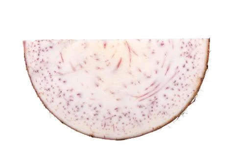 Slice taro fruit isolated on white background Stock Photos
