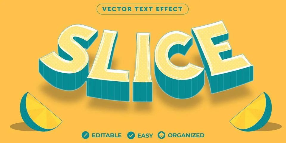 Slice Text Effect,Fully Editable Font Text Effect Stock Illustration