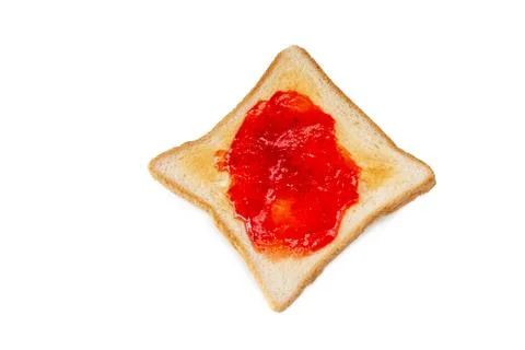 Slice of toast bread with strawberry jam Foto stock