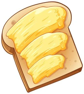 Slice of Toast with Melted Butter Vector Illustration 스톡 일러스트