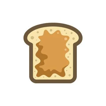 Slice of toast with peanut butter spread cartoon illustration Stock Illustration