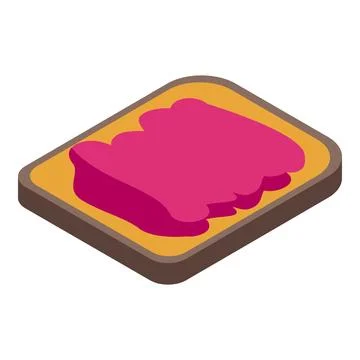 Slice of toast with raspberry jam isometric illustration Stock Illustration