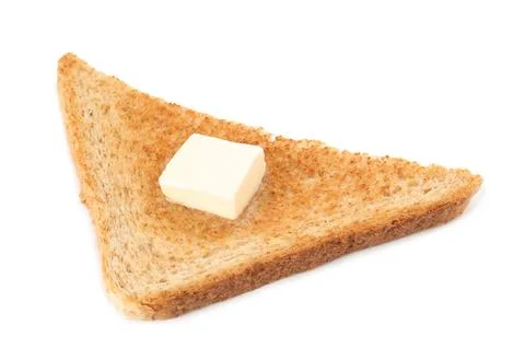 Slice of toasted bread with butter isolated on white Stock Photos