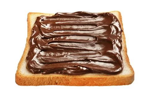 Slice of toasted bread with chocolate butter isolated on white. Stock Illustration