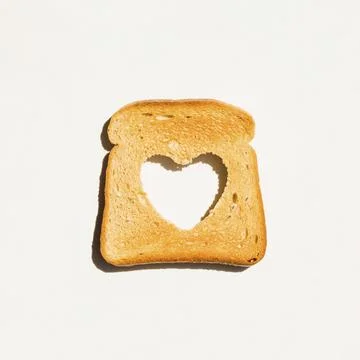Slice toasted bread with heart shape Stock Photos