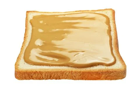 Slice of toasted bread with peanut butter isolated on white. Stock Illustration