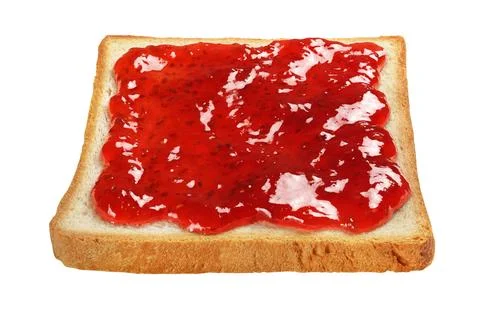 Slice of toasted bread with red jam isolated on white. Stock Illustration
