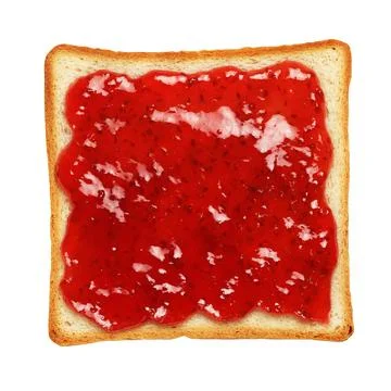 Slice of toasted bread with red jam isolated on white. Stock Illustration