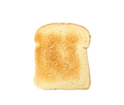 Slice of toasted wheat bread isolated on white, top view Stock Photos