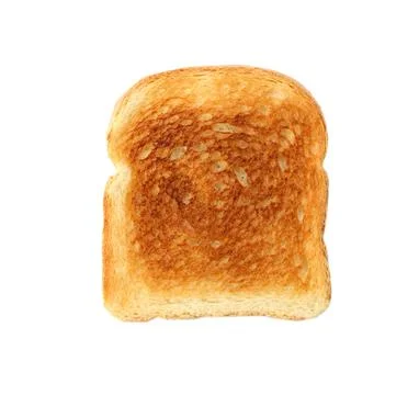 Slice of toasted wheat bread isolated on white, top view Stock Photos