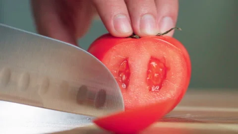 Slice tomato close up Stock Footage 158433997