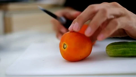 Slice Tomato Stock Footage 73422868