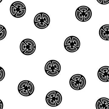 Slice tomato glyph seamless pattern Stock Illustration
