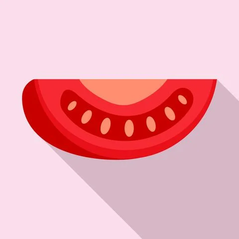 Slice tomato icon, flat style Stock Illustration