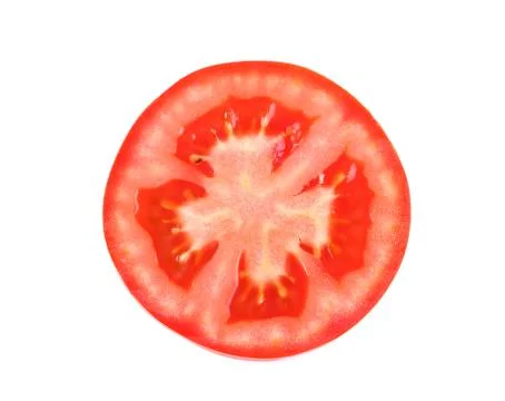 Slice of tomato isolated close-up Stock Photos