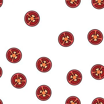 Slice tomato vector seamless pattern Stock Illustration