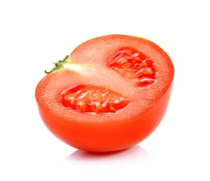 Slice tomato on white background Stock Photos