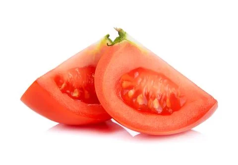 Slice tomato on white background Stock Photos