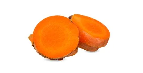 Slice tumeric isolated on white clipping path Stock Photos