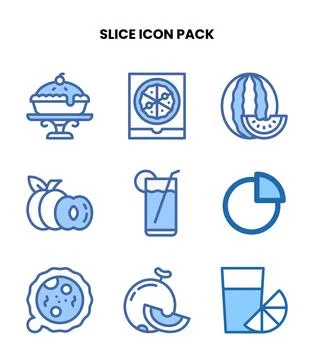 Slice Two Colour Bundle Icons Pack Stock Illustration