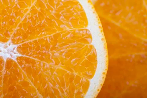 Slice of two oranges macro closeup Stock Photos
