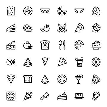 Slice Visual Pack containing 36 Bold Line Pixel Optimized Vector Icons Illustrazione stock