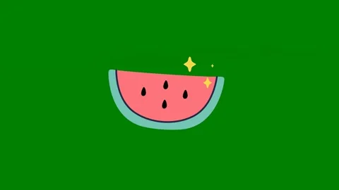 Slice watermel green background green screen animated chromakey background Video stock 314067692