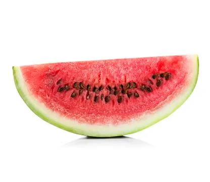 Slice of watermelon close-up isolated on a white background Stock Photos