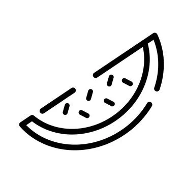 Slice of watermelon flat icon. Pictogram for web. Line stroke. Isolated on wh Stock Illustration