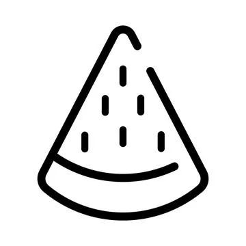 Slice of watermelon flat icon. Pictogram for web. Line stroke. Isolated on wh Stock Illustration