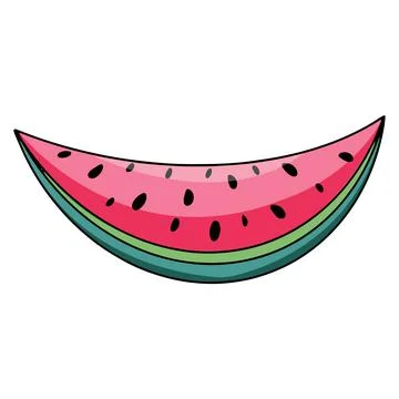 Slice watermelon fresh summer fruit hand drawn vector illustration isolated Stock Illustration