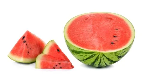 Slice watermelon isolated on the white background Stock Photos