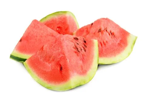 Slice of watermelon isolated on white background Stock Photos