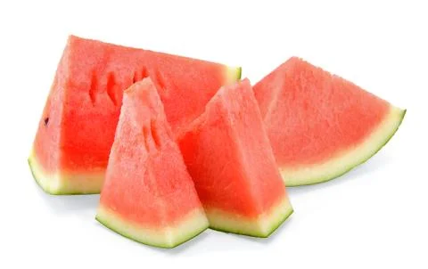 Slice watermelon isolated on the white background Stock Photos