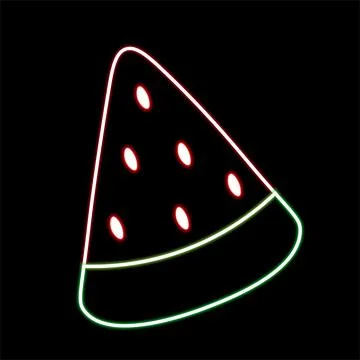 A slice of Watermelon in neon effect Stock Illustration