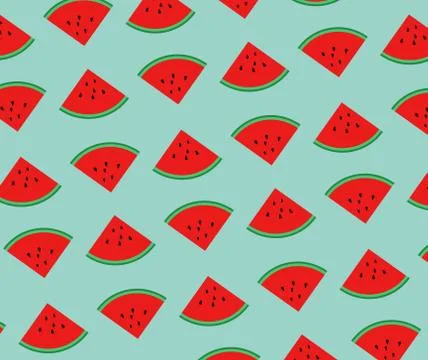 Slice of watermelon pattern background - vector pastel style Stock Illustration