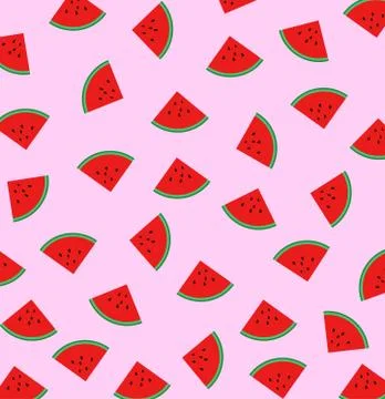 Slice of watermelon pattern background - vector pastel styl Stock Illustration