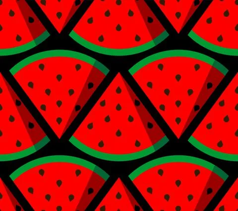 Slice of watermelon pattern seamless. Red melon background Illustrazione stock